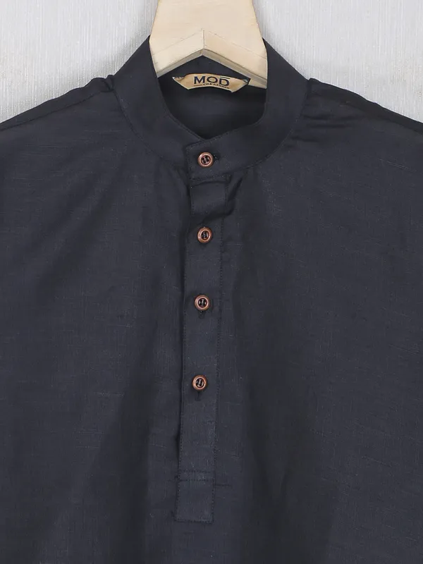 Black color kurta suit in cotton for boys