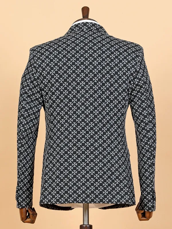 Black corduroy printed blazer