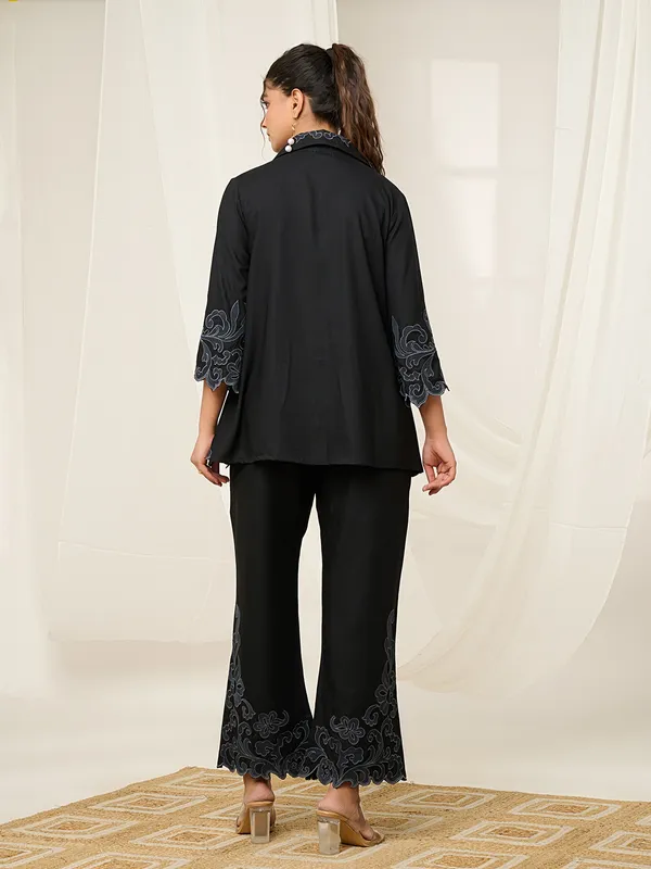 Black cotton casual wear co-ord set