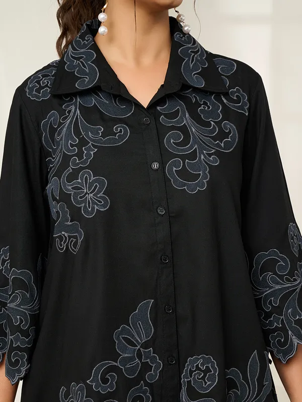 Black cotton casual wear co-ord set