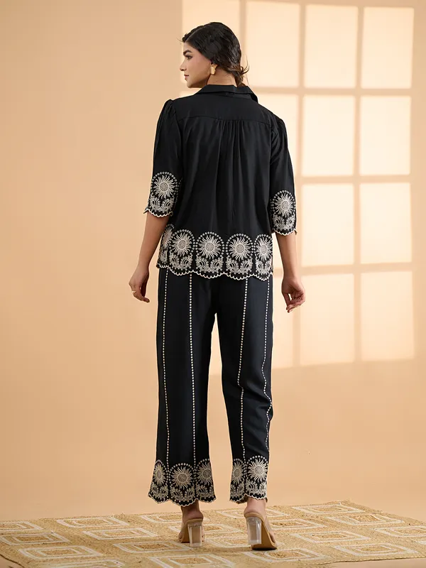 Black cotton co ord set for women