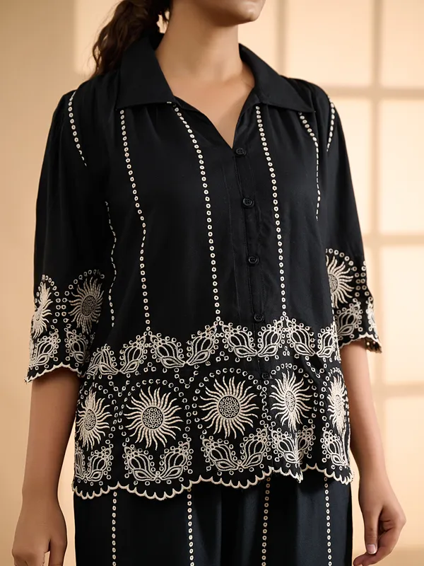 Black cotton co ord set for women