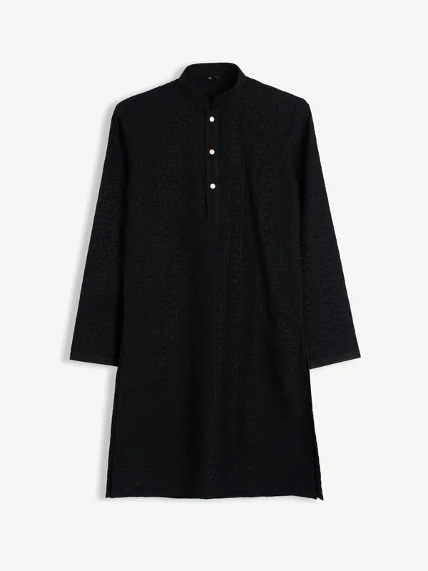 Black cotton embroidery kurta suit
