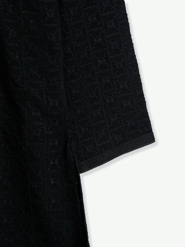 Black cotton embroidery kurta suit