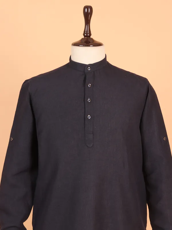 Black cotton kurta for men