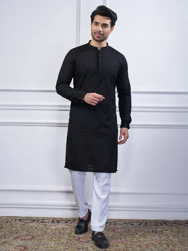 Black cotton kurta suit for special ocassions