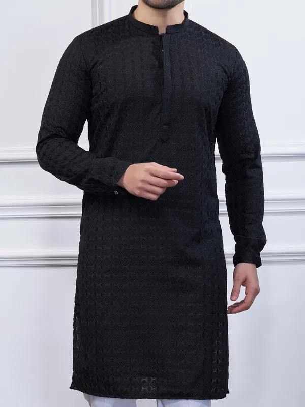 Black cotton kurta suit for special ocassions