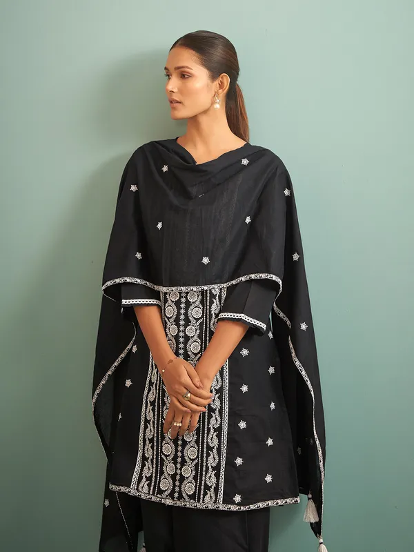 Black cotton kurti set for women