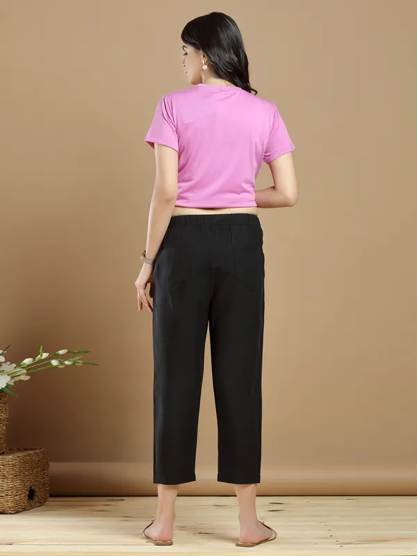 Black cotton plain pant for beautiful lady