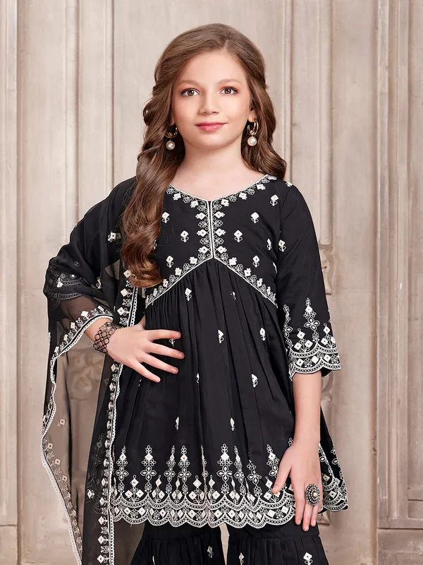 Black cotton sharara suit for festive