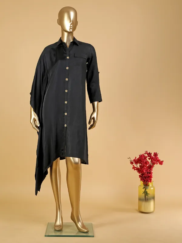 Black cotton shirt style kurti