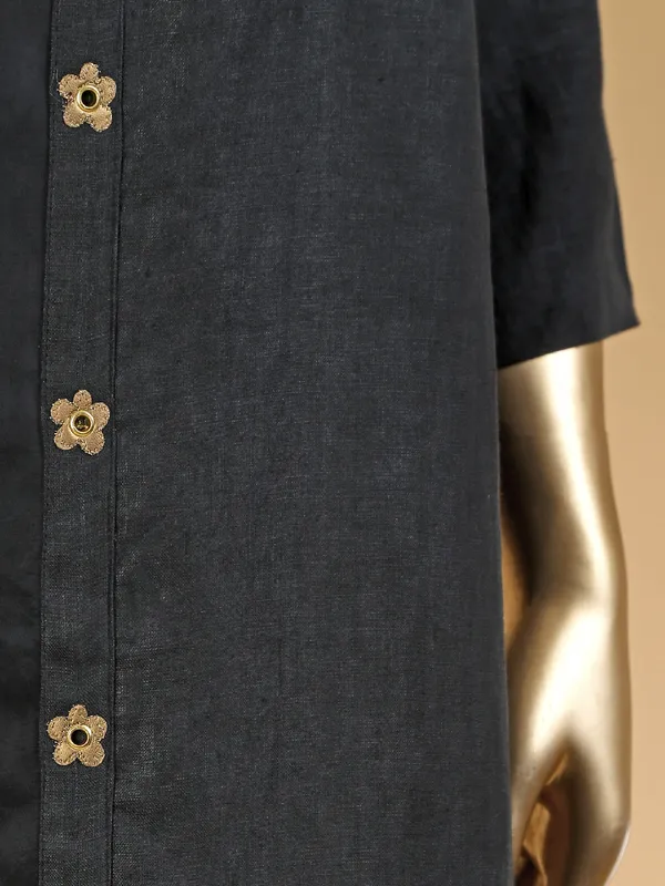 Black cotton shirt style kurti