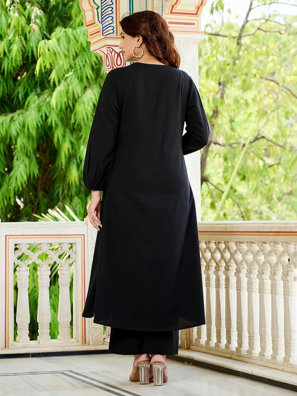 Black cotton silk kurti set for festive days