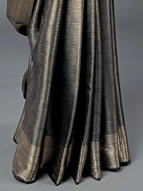 Black cotton silk saree with zari elegance
