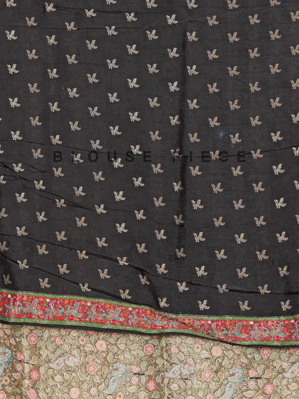 Black cotton silk saree with zari weaving