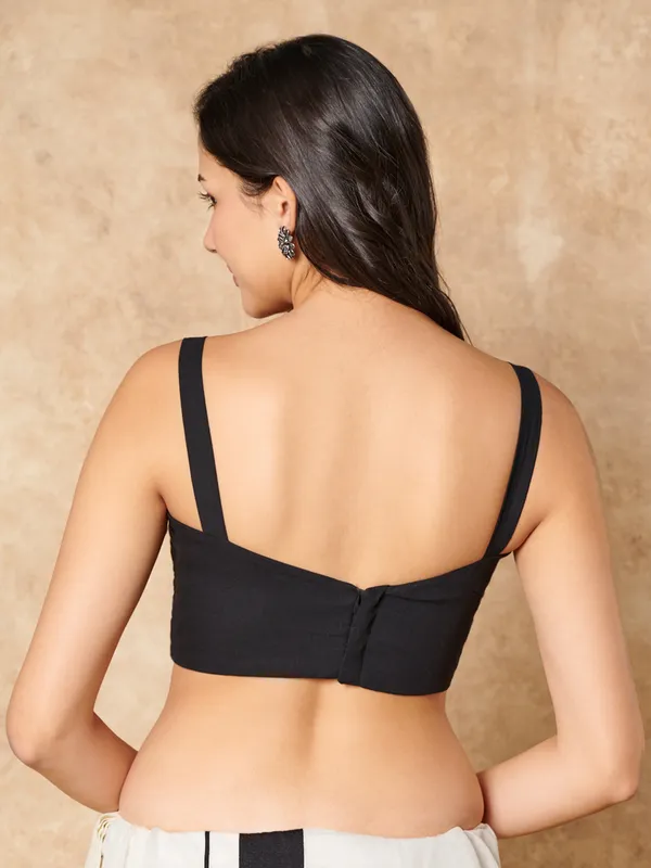 Black cotton sleeveless ready made blouse