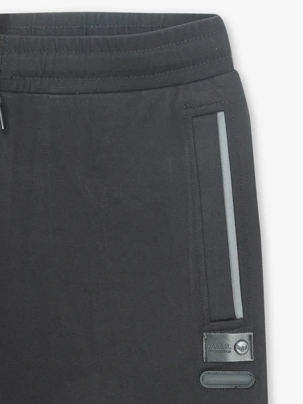 black cotton solid track pant from MAML