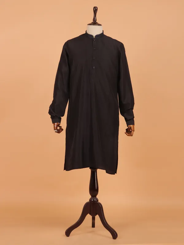 Black cotton waistcoat set for men