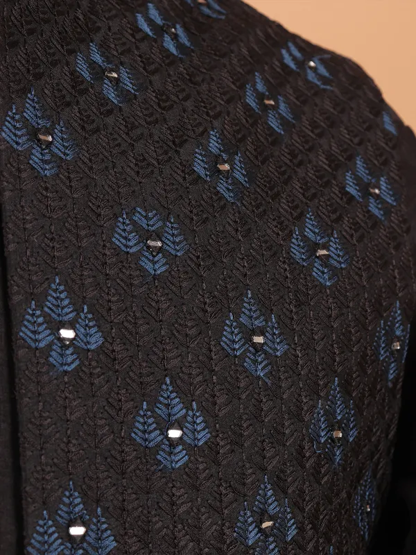 Black cotton waistcoat set for men