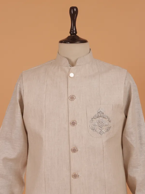Black cotton waistcoats set with embroidery weaving