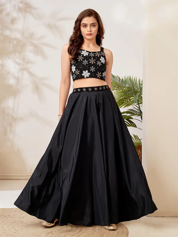 Black crepe silk palazzo stylish designer salwar suit