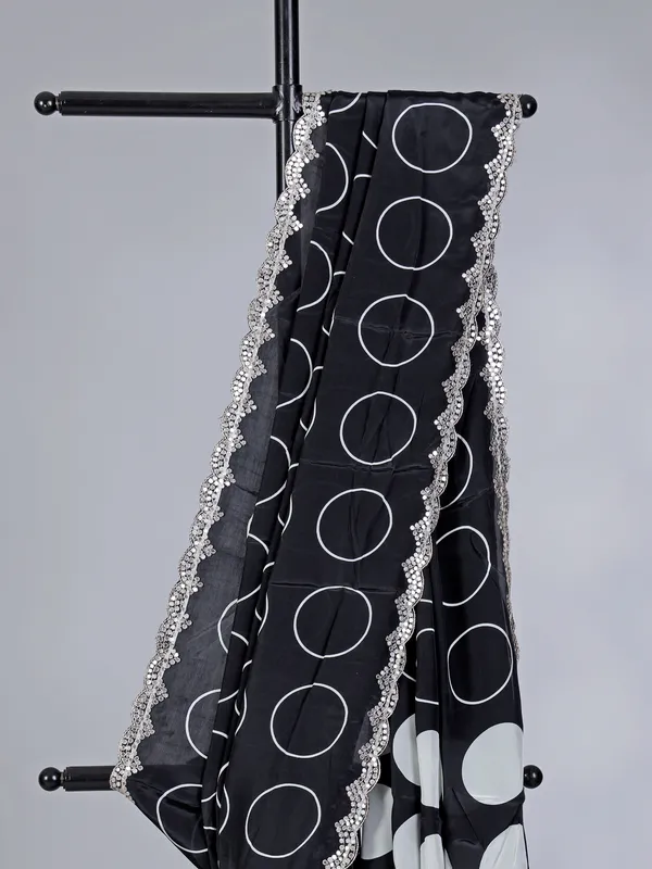 Black crepe silk party wear saree