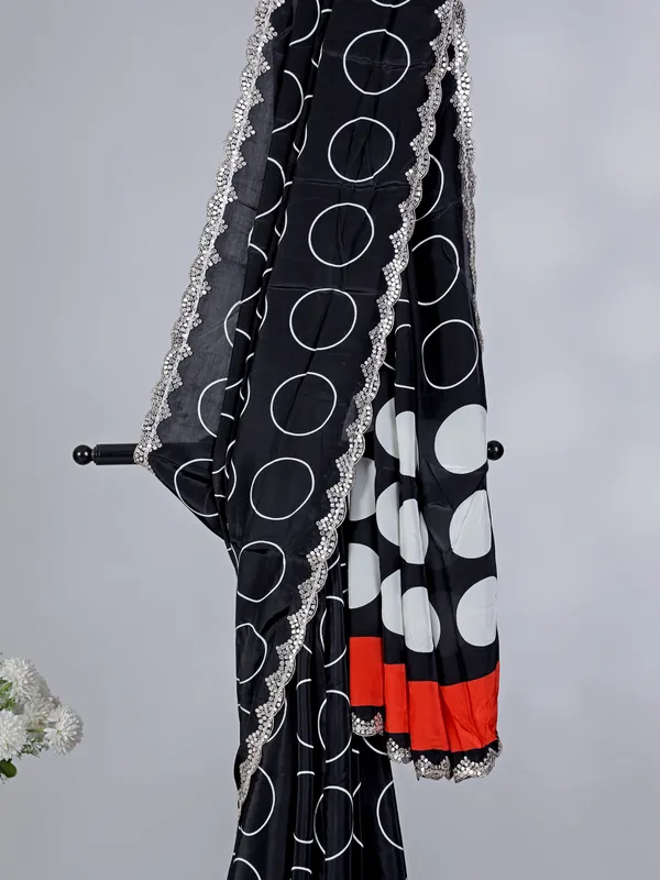 Black crepe silk party wear saree