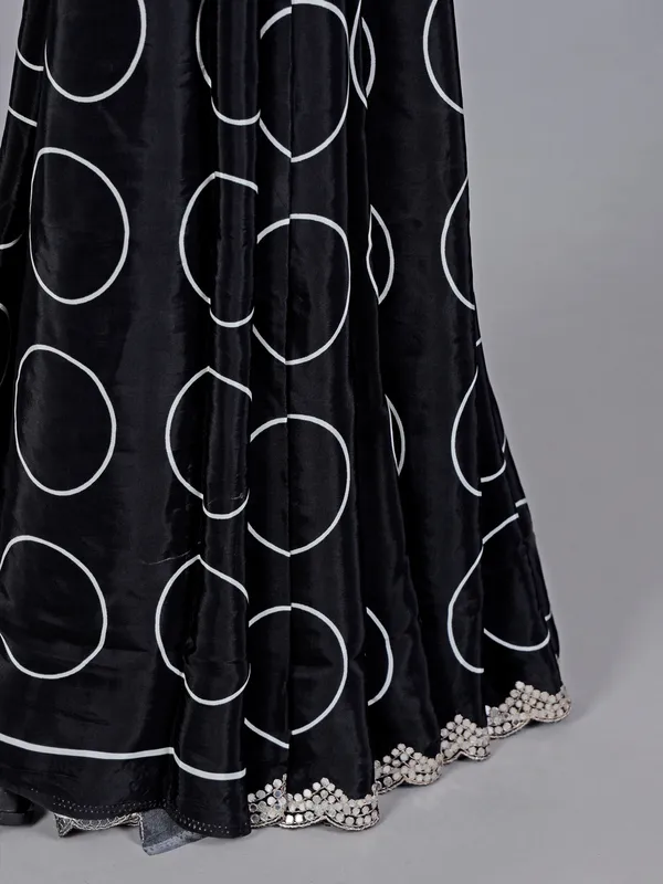 Black crepe silk party wear saree