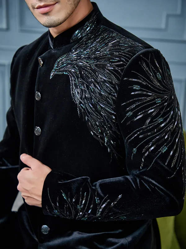 Black designer jodhpuri suit for special occasion