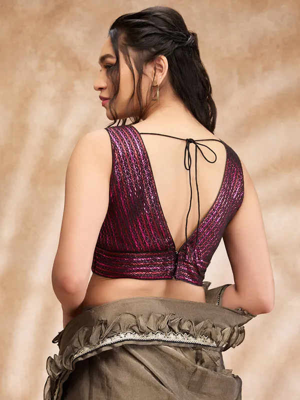 Black designer silk blouse