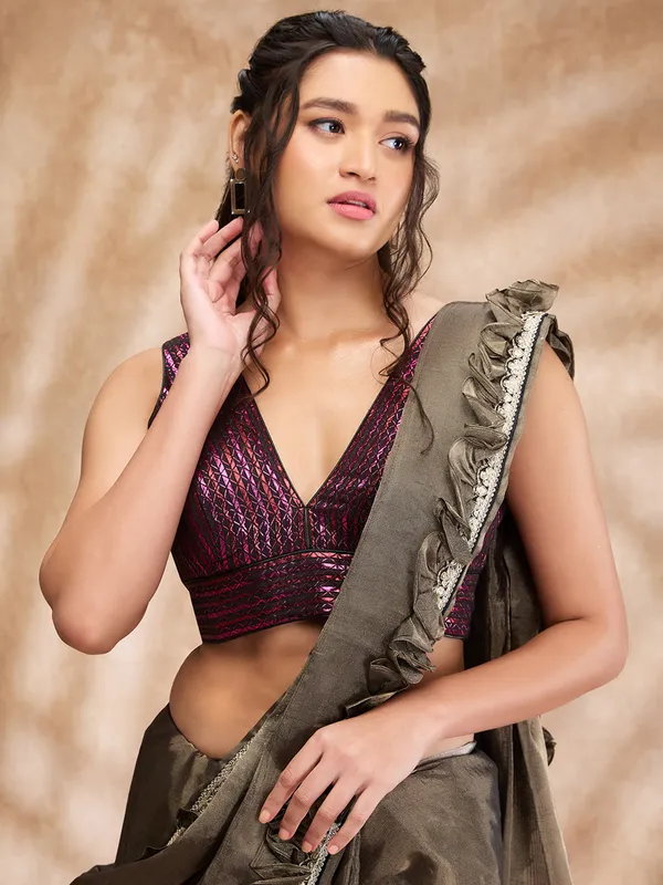 Black designer silk blouse