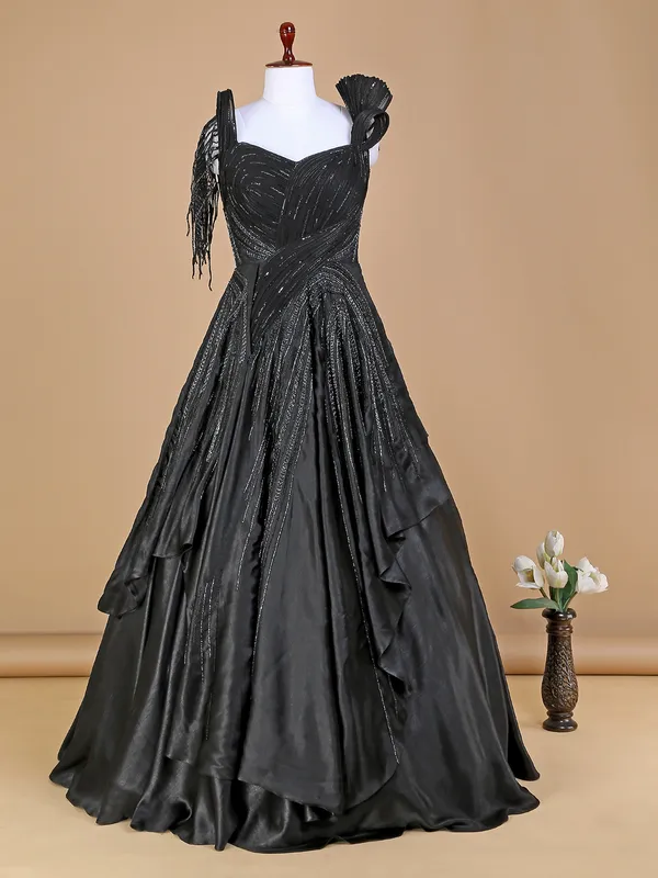 Black designer silk gown
