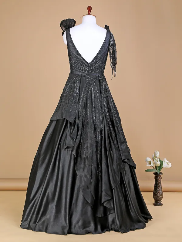 Black designer silk gown