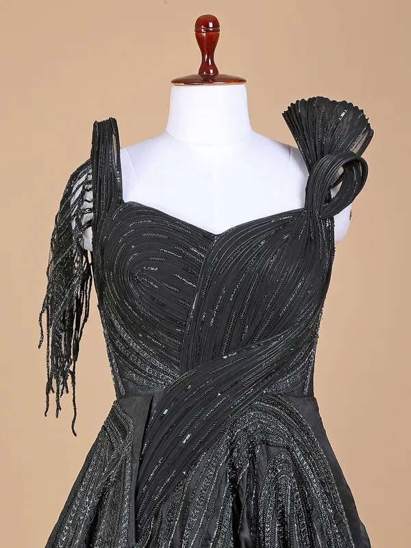 Black designer silk gown