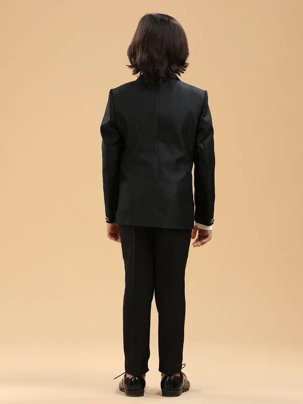 Black elegant boys coat suit in terry rayon