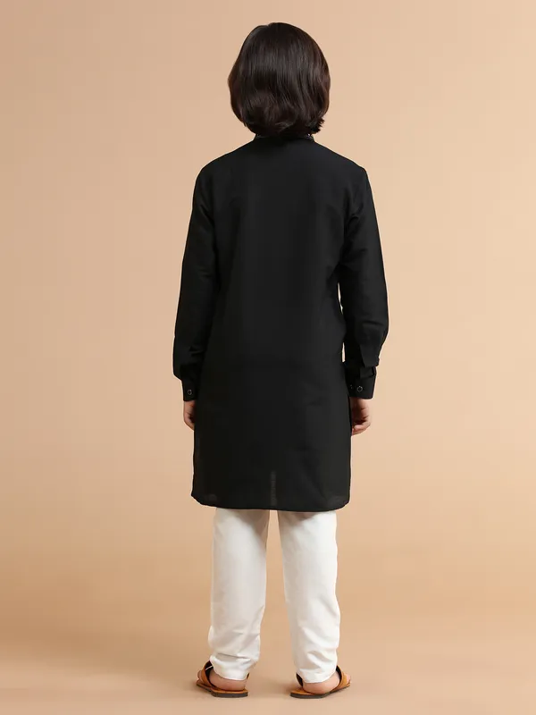Black embroidery silk kurta suit