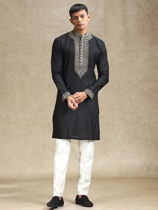Black ethereal charm kurta pajama set