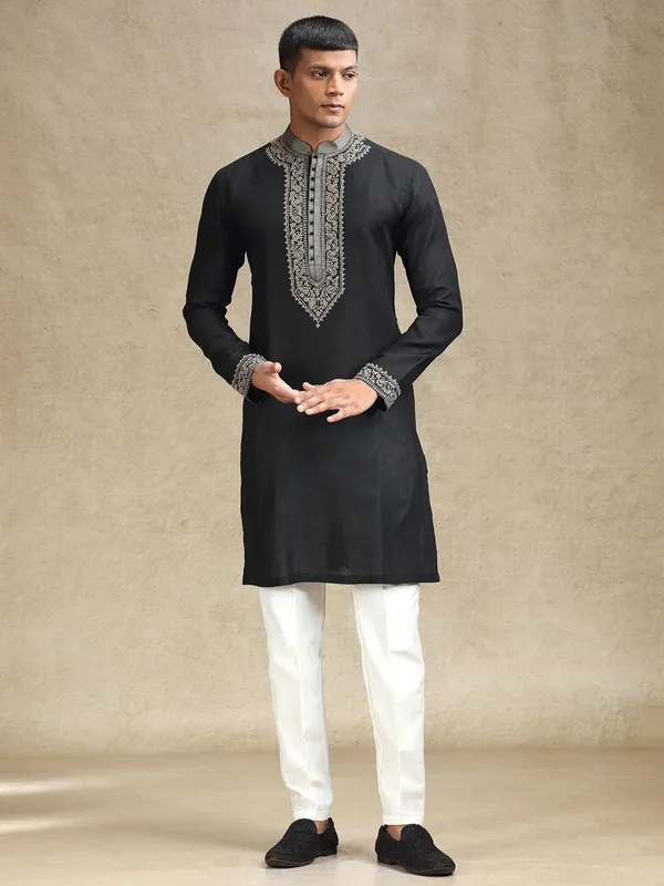 Black ethereal charm kurta pajama set