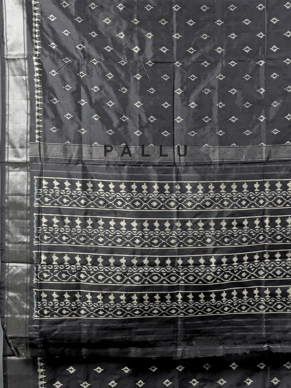 Black festive cotton silk saree with blouse