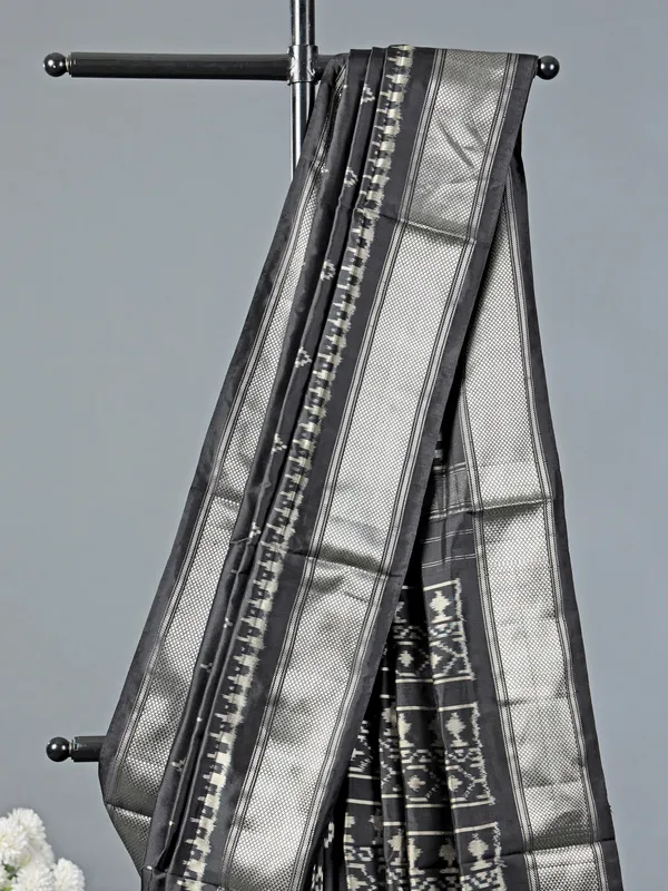 Black festive cotton silk saree with blouse