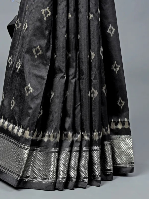 Black festive cotton silk saree with blouse