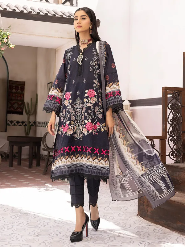 Black floral embroidery salwar suit