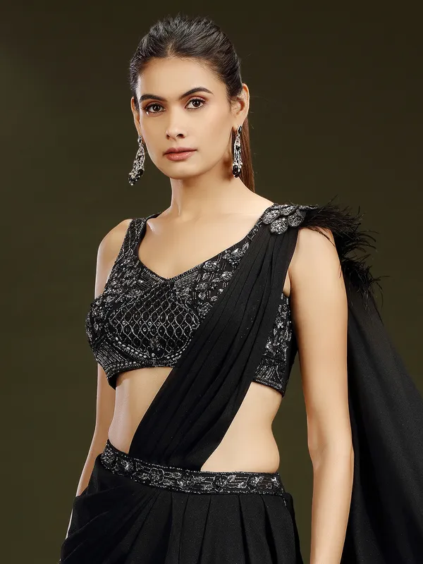 Black georgette designer lehenga choli