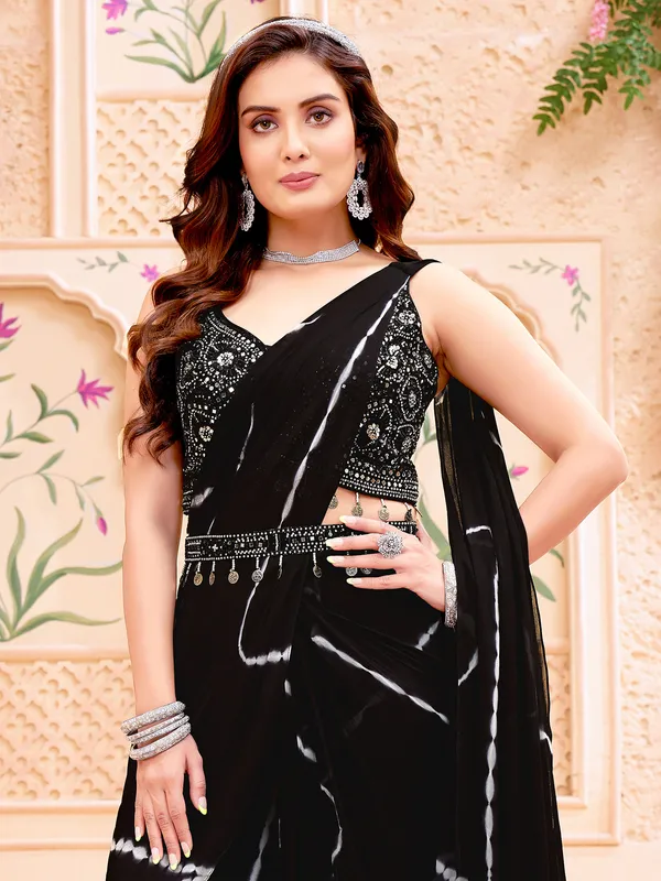 Black georgette designer suit