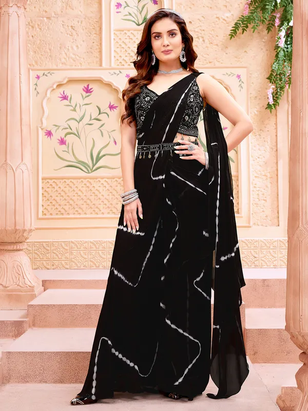 Black georgette designer suit