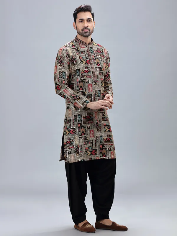 Black georgette kurta set with matching patiyala