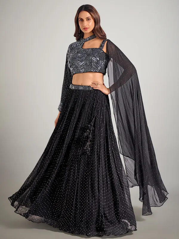 Black georgette lehenga choli for party
