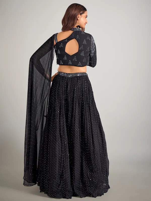 Black georgette lehenga choli for party