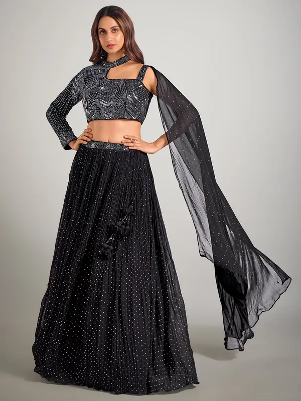 Black georgette lehenga choli for party
