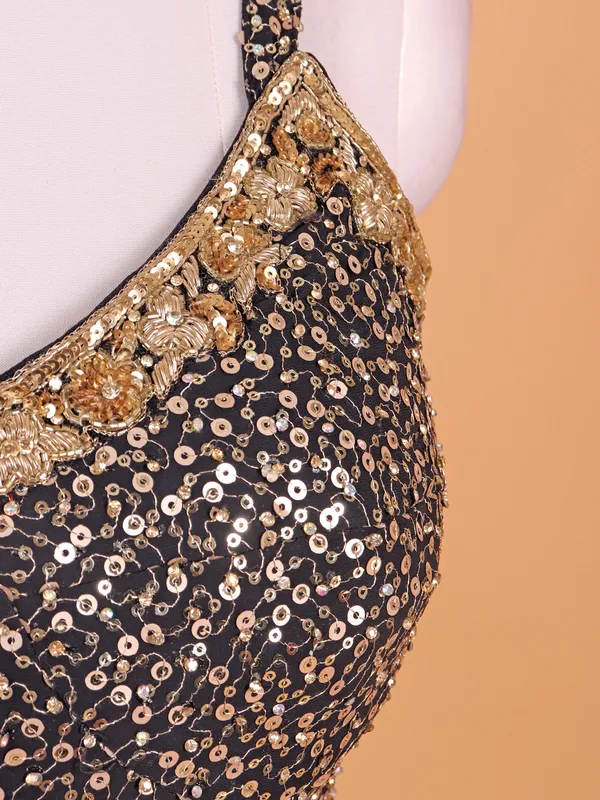 Black georgette lehenga choli in rich work